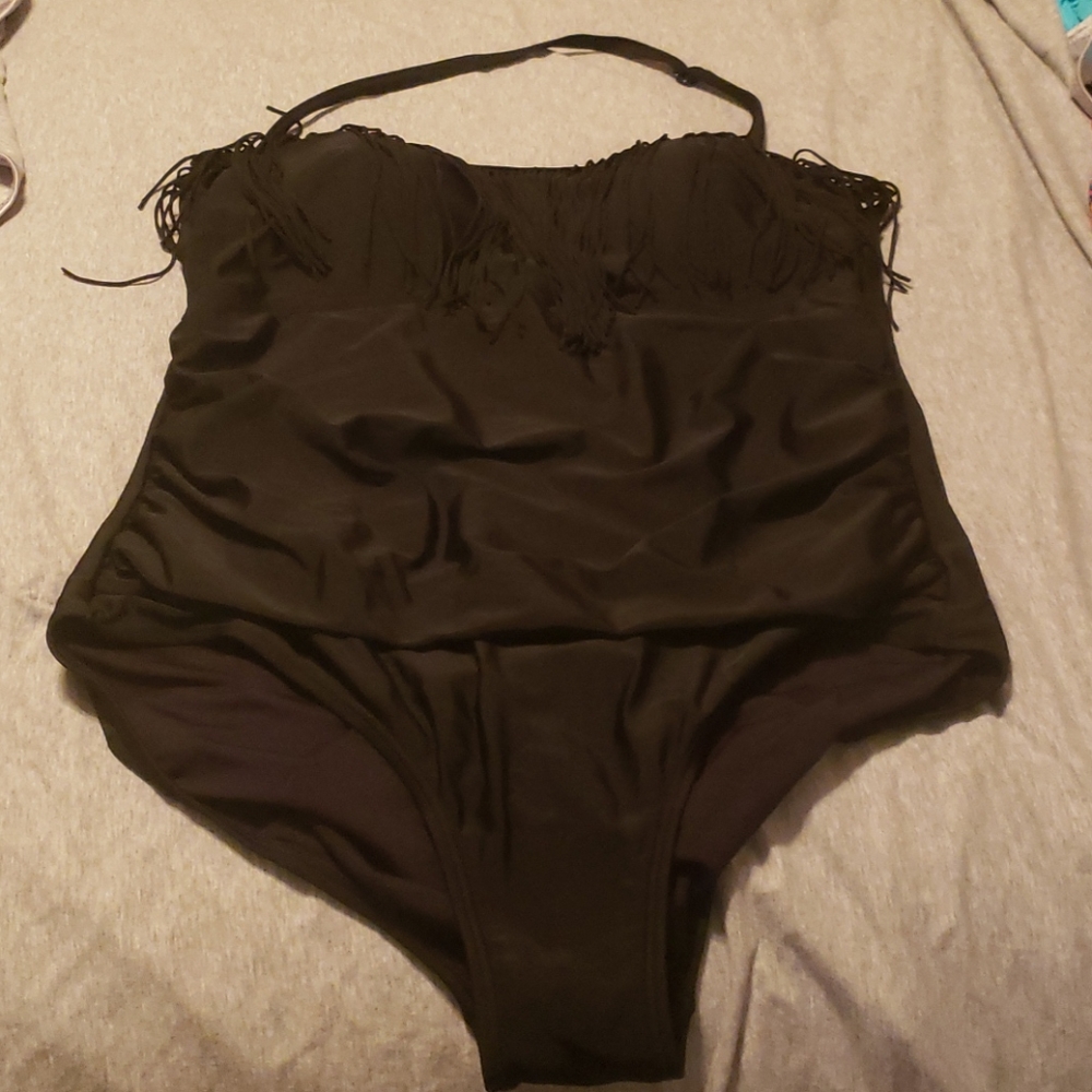 Size 20 black frill one piece bathing suit